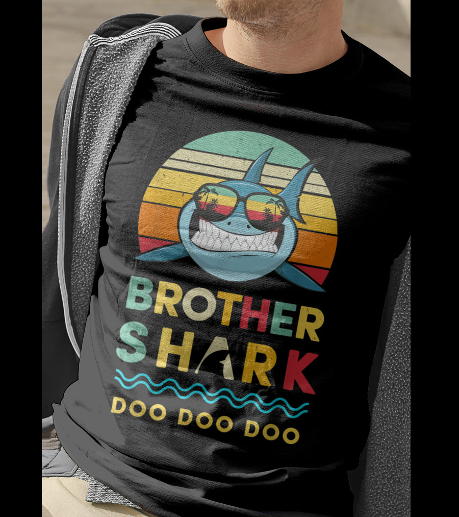 Brother Shark Doo Doo Doo Retro Kids For Toddlers And Boy T-Shirt