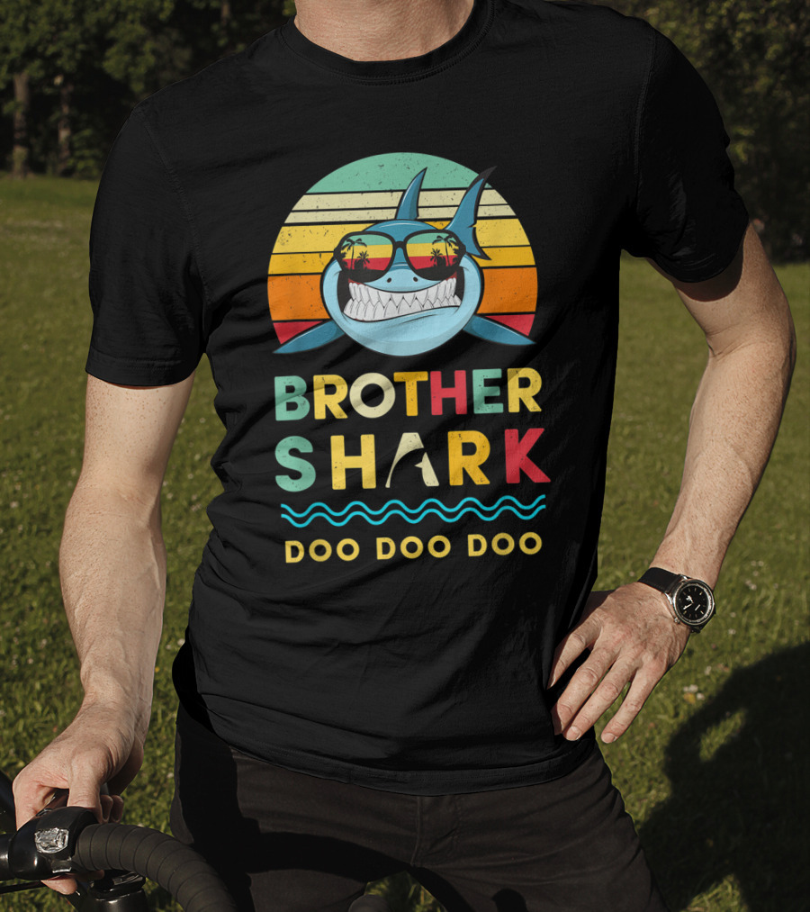 Brother Shark Doo Doo Doo Retro Kids For Toddlers And Boy T-Shirt