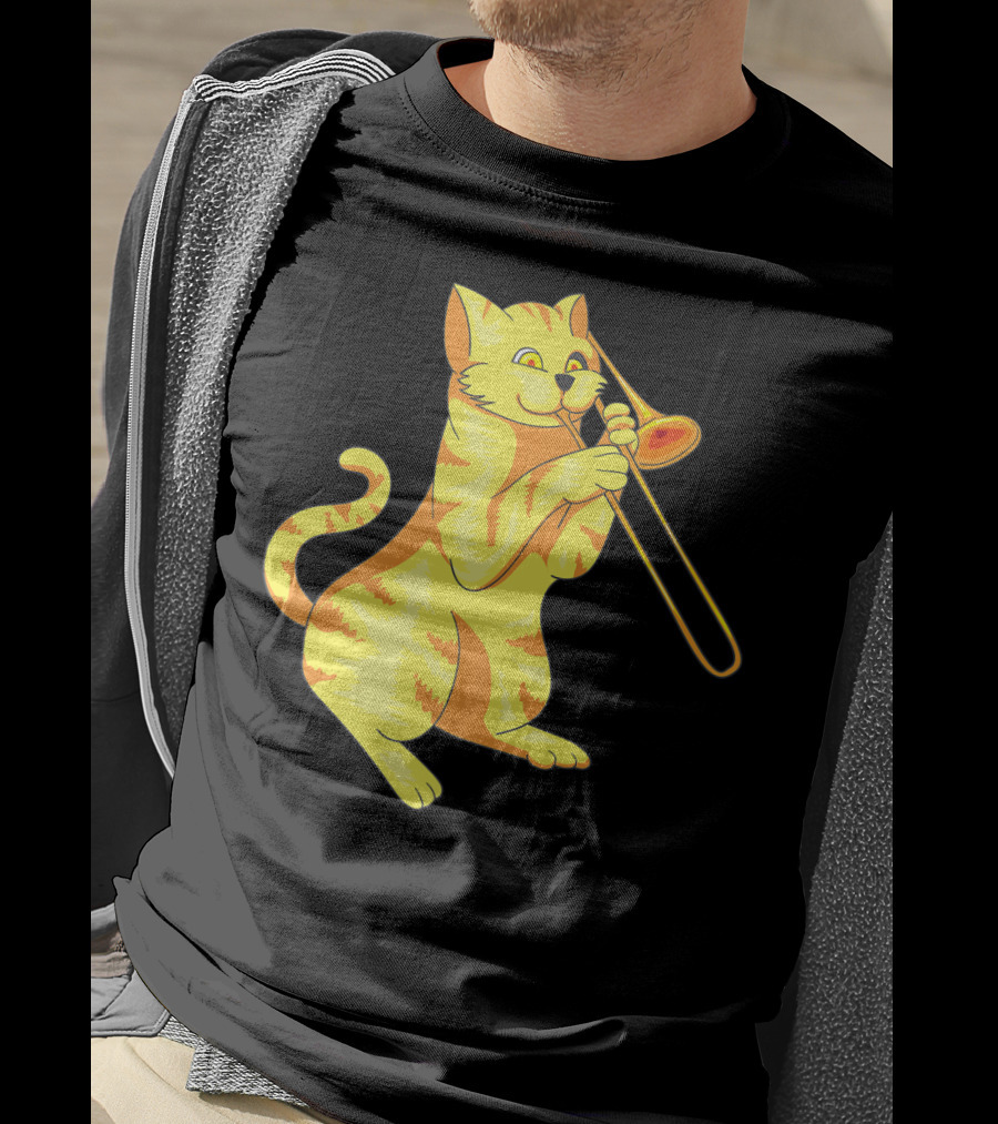 Cat Trombone Meow Music Collection T-Shirt