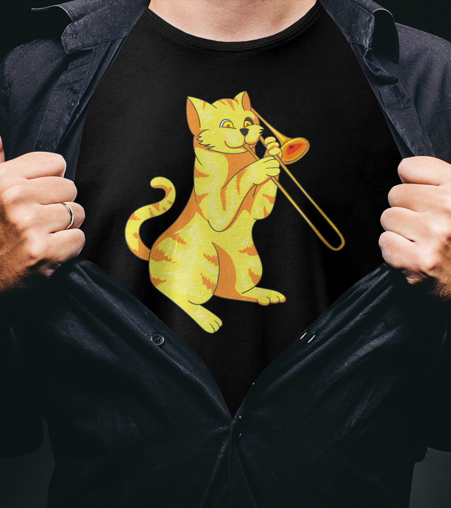 Cat Trombone Meow Music Collection T-Shirt