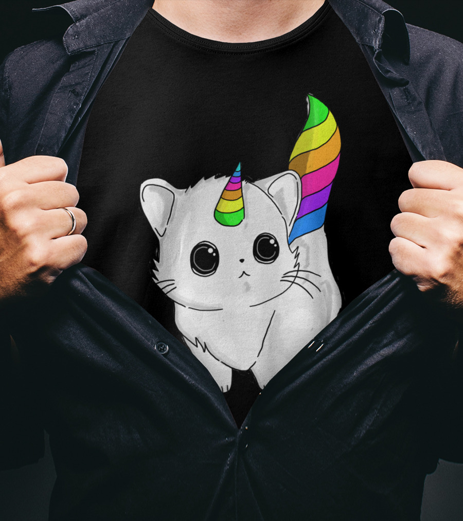 Caticorn Unicorn Rainbow Cat For Girls Boys Adults T-Shirt