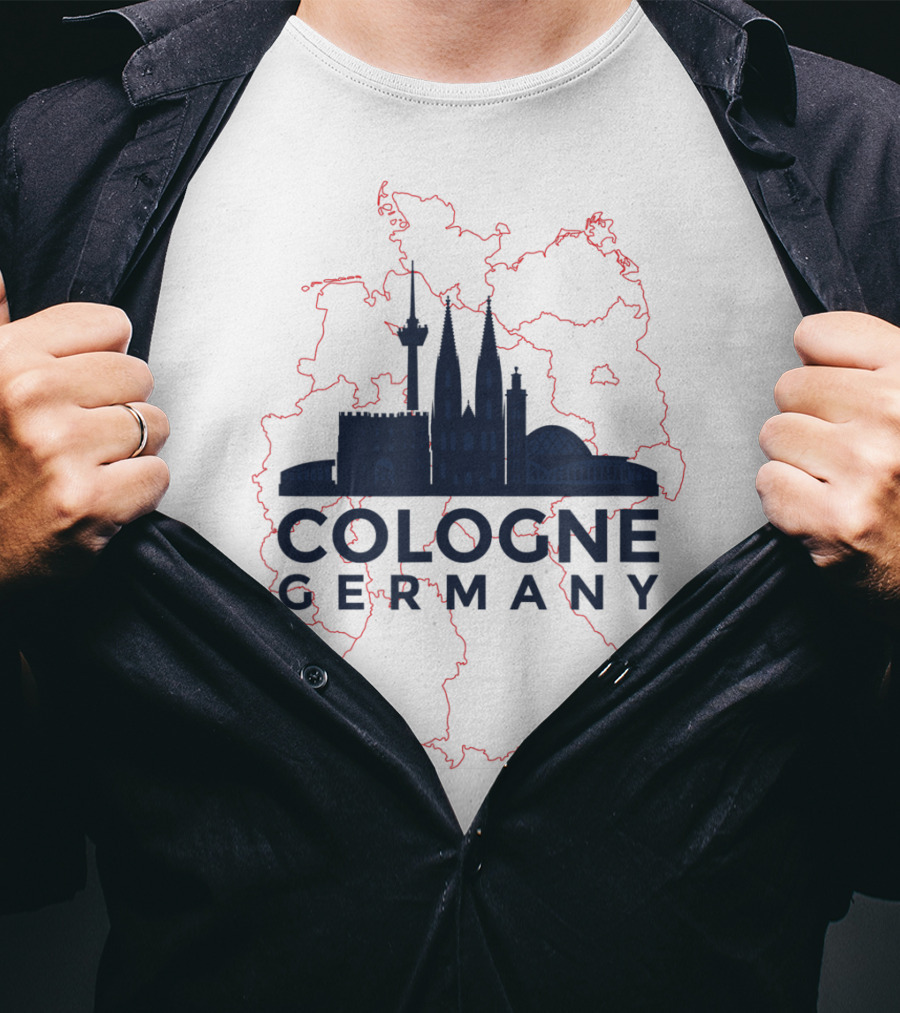 Cologne Germany Koln Skyline And Map Souvenir T-Shirt