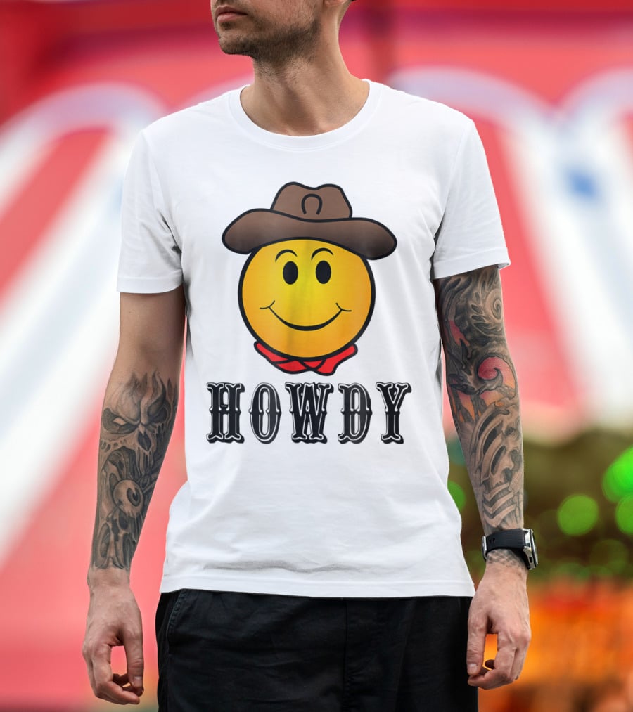 Howdy Cowboy Western Smiley Emoji Rodeo T-Shirt