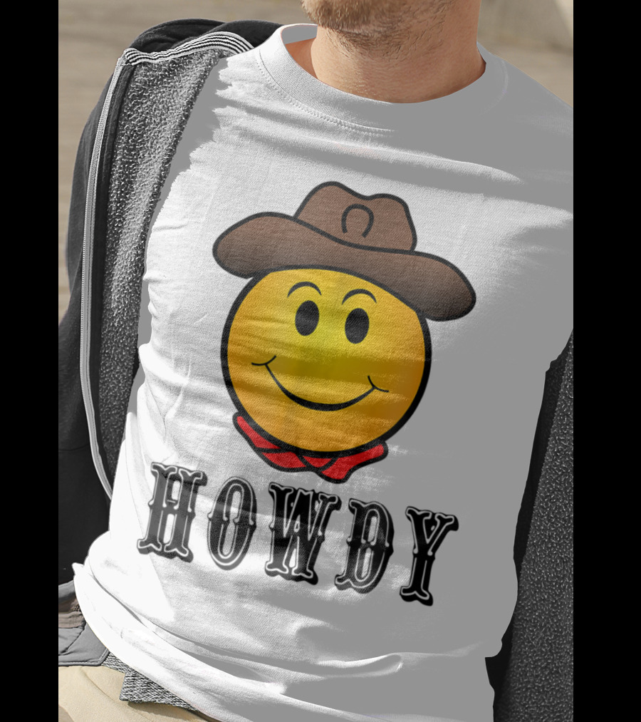 Howdy Cowboy Western Smiley Emoji Rodeo T-Shirt