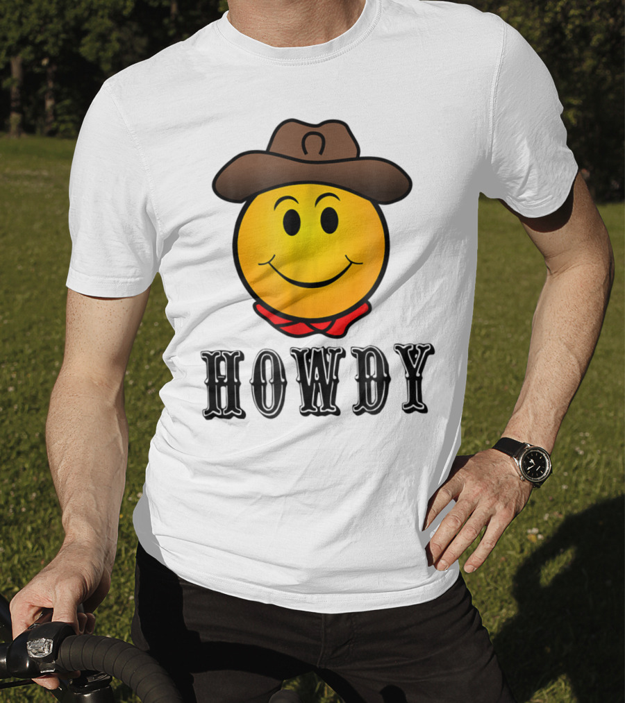 Howdy Cowboy Western Smiley Emoji Rodeo T-Shirt