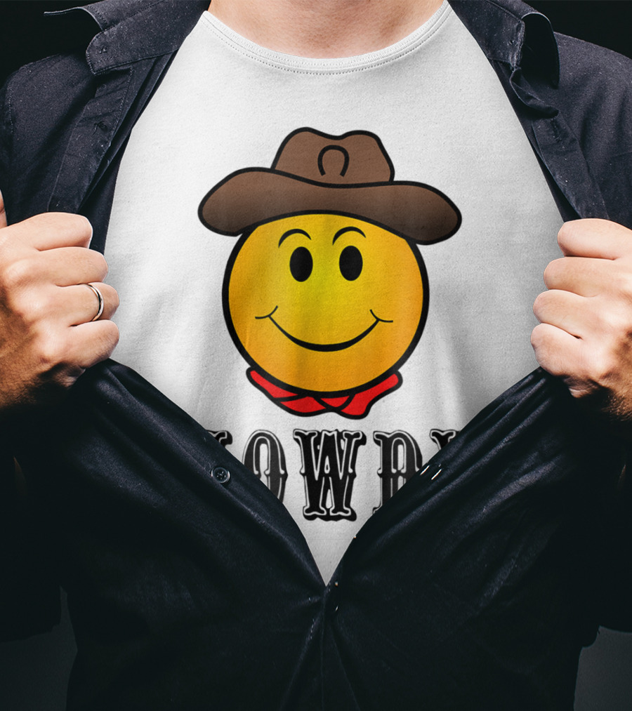 Howdy Cowboy Western Smiley Emoji Rodeo T-Shirt