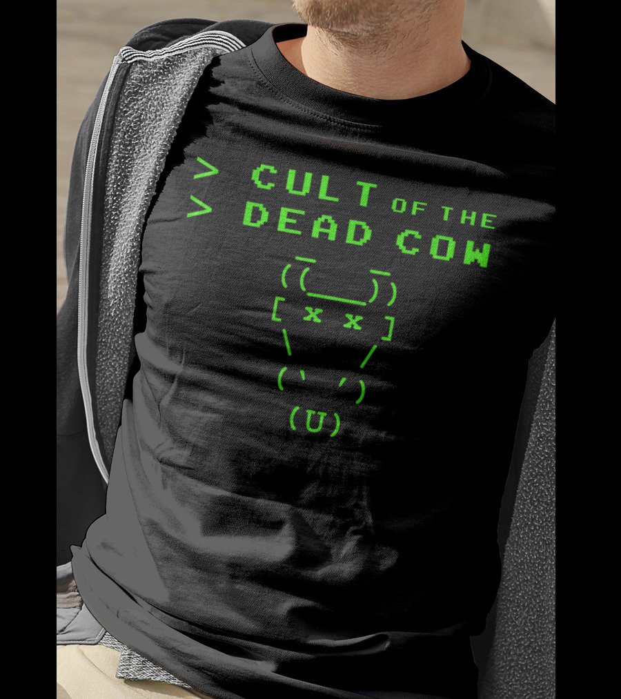 Cult Of The Dead Cow ASCII Art Green Text T-Shirt