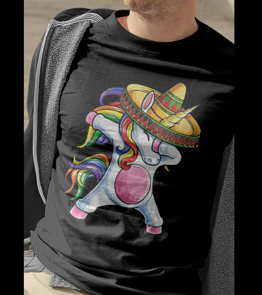 Dabbing Unicorn With Sombrero Cinco De Mayo T-Shirt