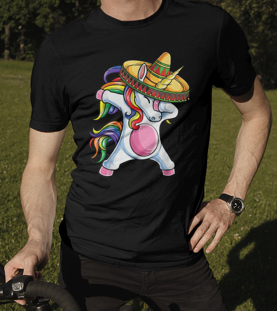 Dabbing Unicorn With Sombrero Cinco De Mayo T-Shirt