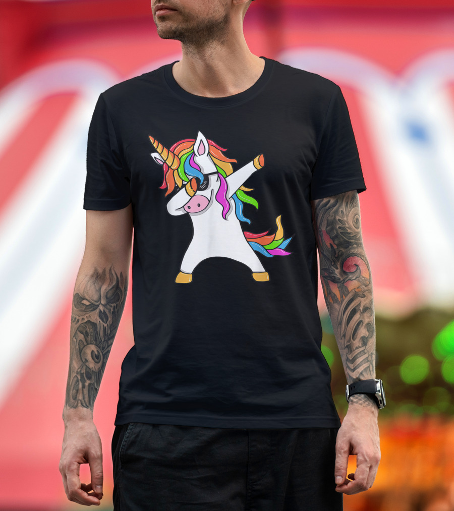 Dabbing Unicorn Rainbow Hair Dab Pose T-Shirt