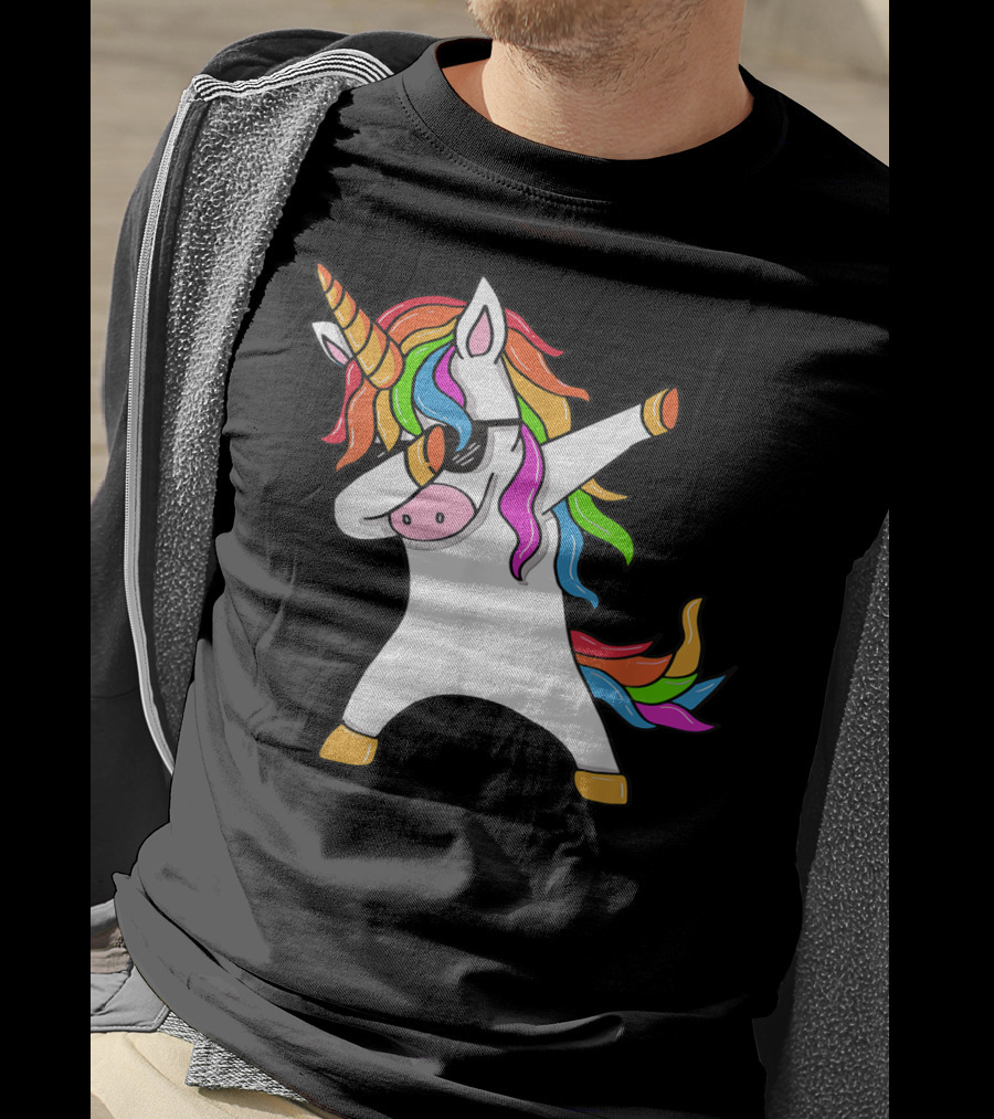 Dabbing Unicorn Rainbow Hair Dab Pose T-Shirt