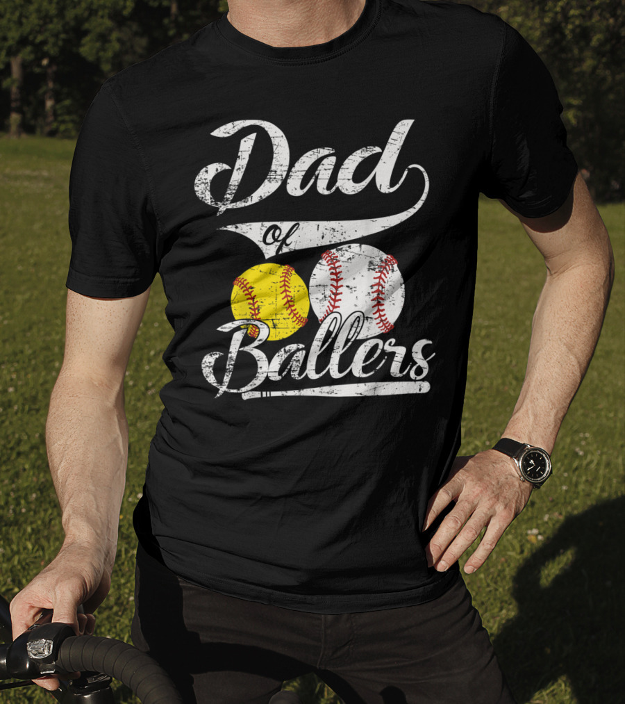 Dad Of Ballers Baseball Softball Enthusiast T-Shirt