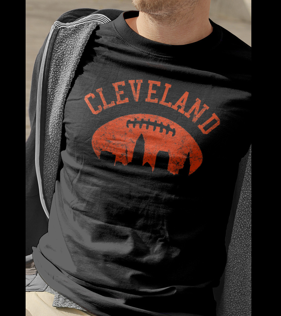 Cleveland City Skyline Football T-Shirt