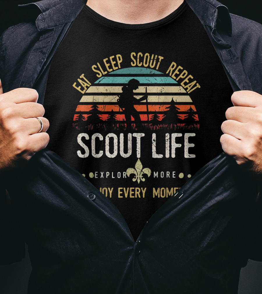 Eat Sleep Scout Repeat Scout Life Explore More Enjoy Every Moment Vintage Scouting T-Shirt