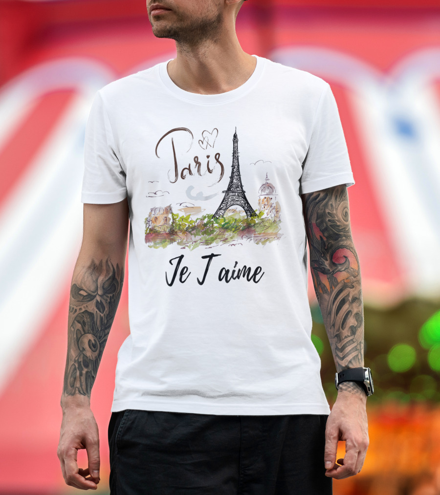 Paris Eiffel Tower Je T'aime Vintage Love Paris Fran T-Shirt