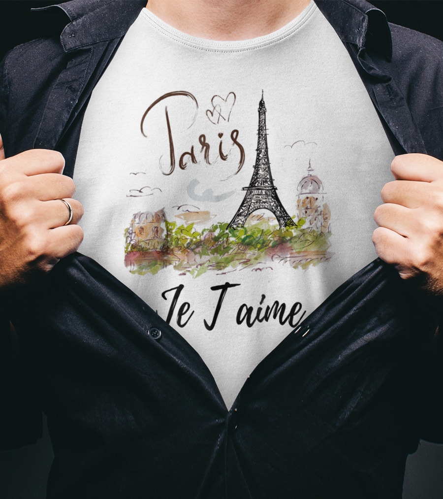 Paris Eiffel Tower Je T'aime Vintage Love Paris Fran T-Shirt