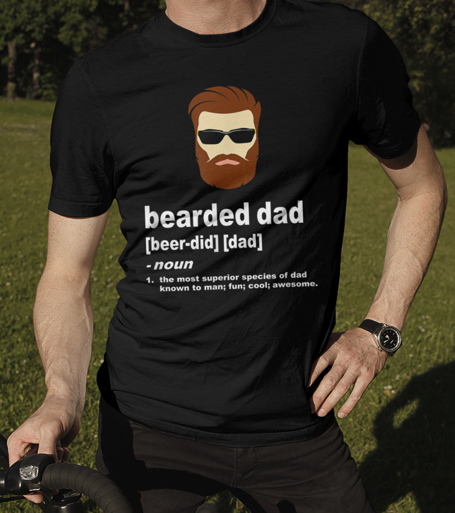 Bearded Dad Definition Funny Cool Awesome Brown Hair Dad T-Shirt