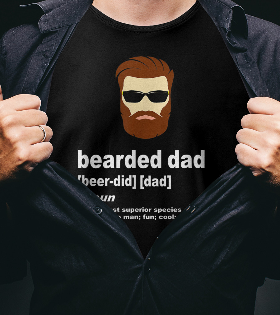 Bearded Dad Definition Funny Cool Awesome Brown Hair Dad T-Shirt