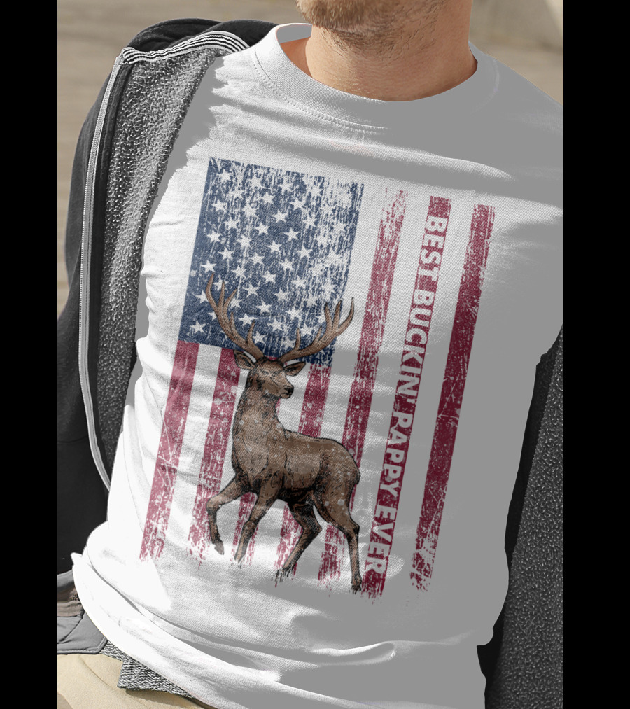 Best Buckin' Pappy Ever US Flag Deer Hunting T-Shirt