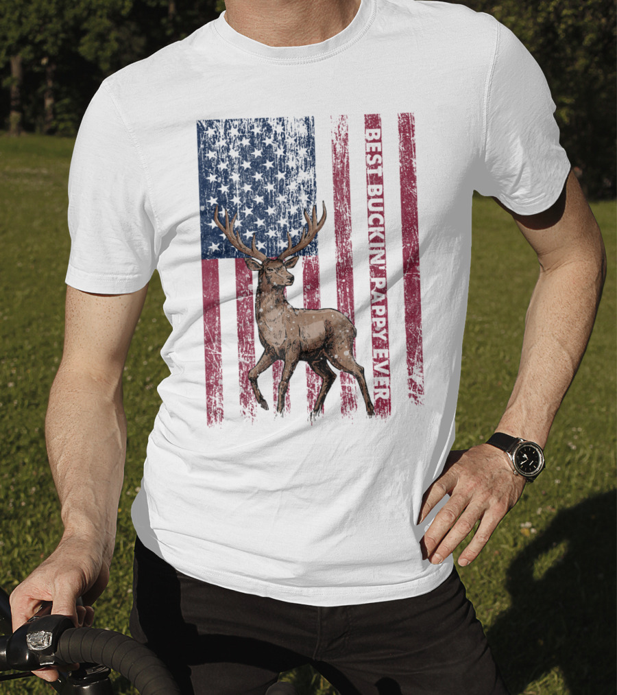 Best Buckin' Pappy Ever US Flag Deer Hunting T-Shirt
