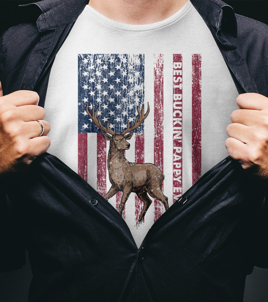 Best Buckin' Pappy Ever US Flag Deer Hunting T-Shirt