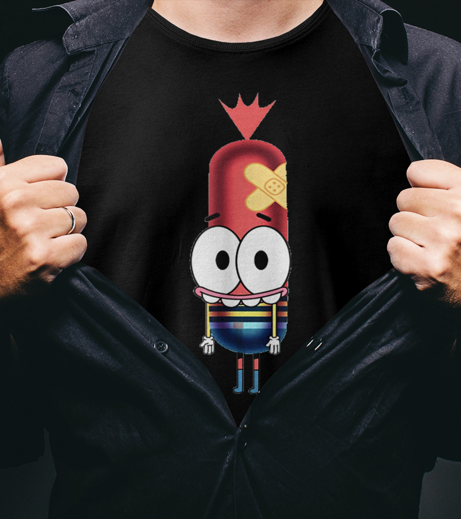 Funny Silly Idea Pinky Hotdog Cartoon Character T-Shirt