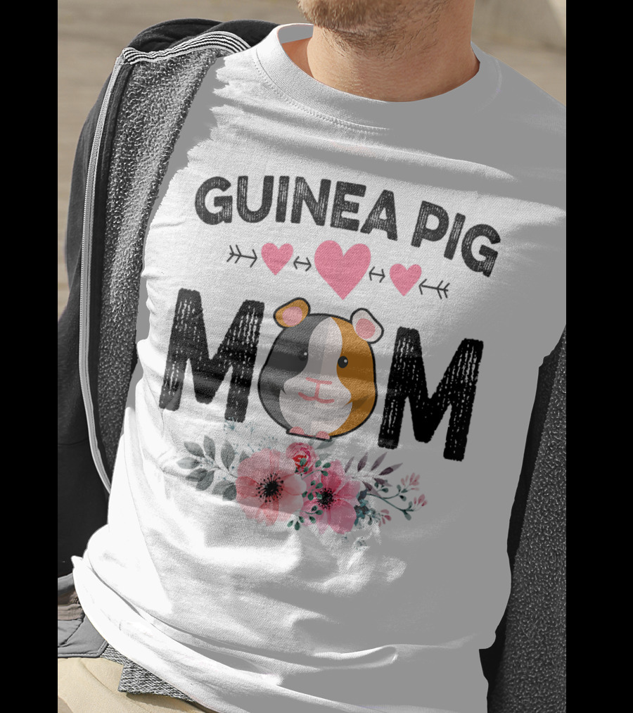 Guinea Pig Mom Heart And Flower T-Shirt