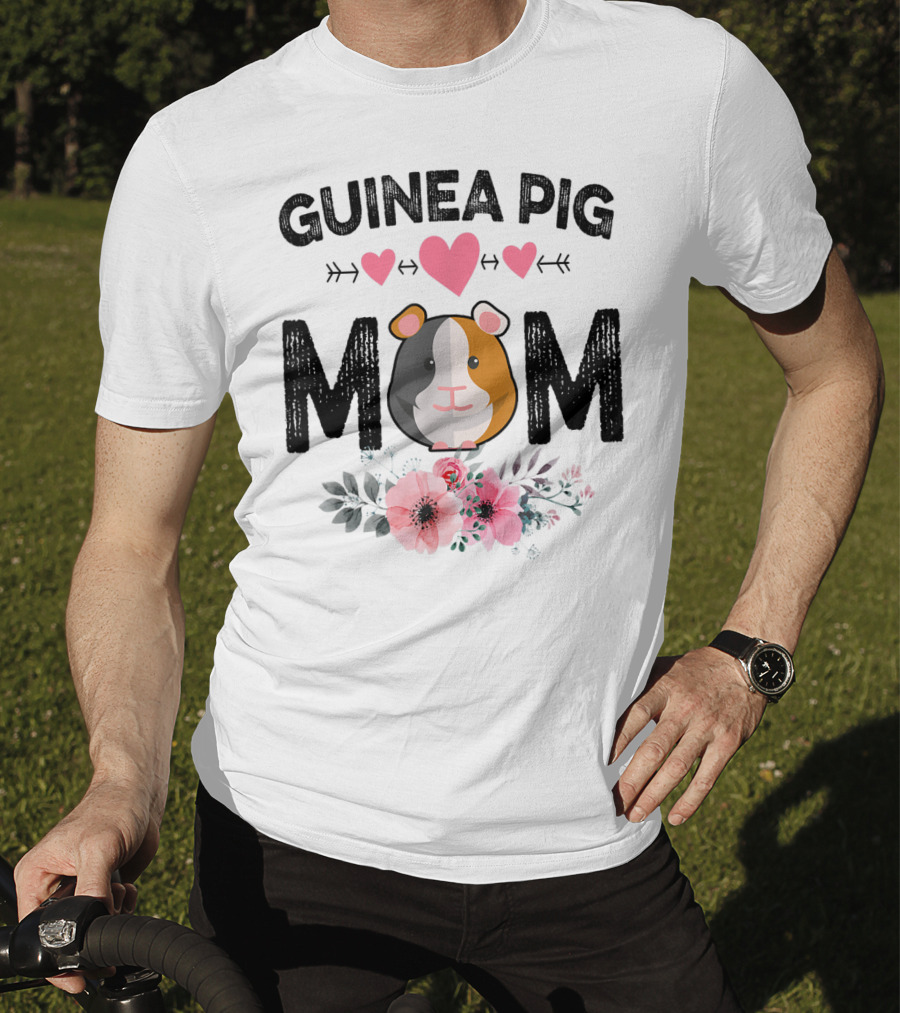 Guinea Pig Mom Heart And Flower T-Shirt