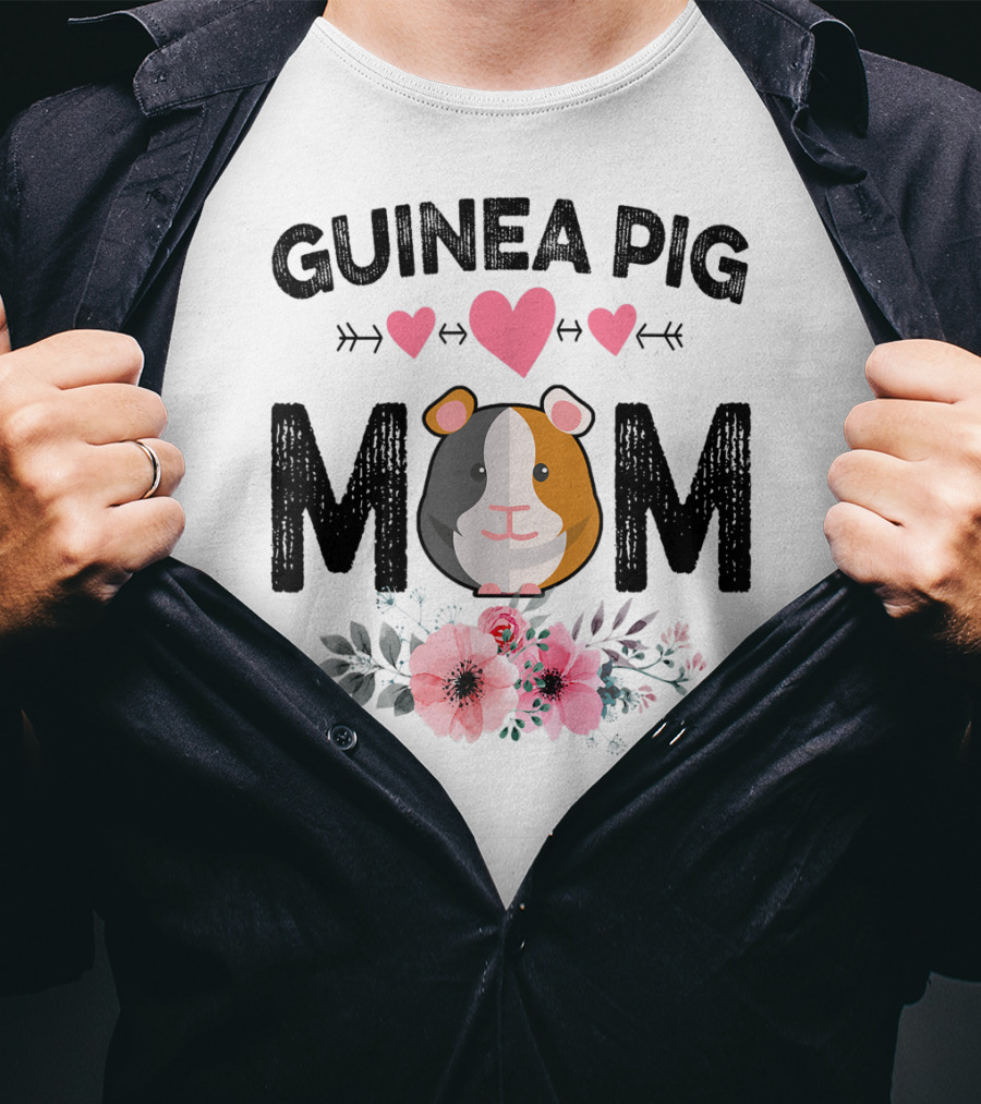 Guinea Pig Mom Heart And Flower T-Shirt