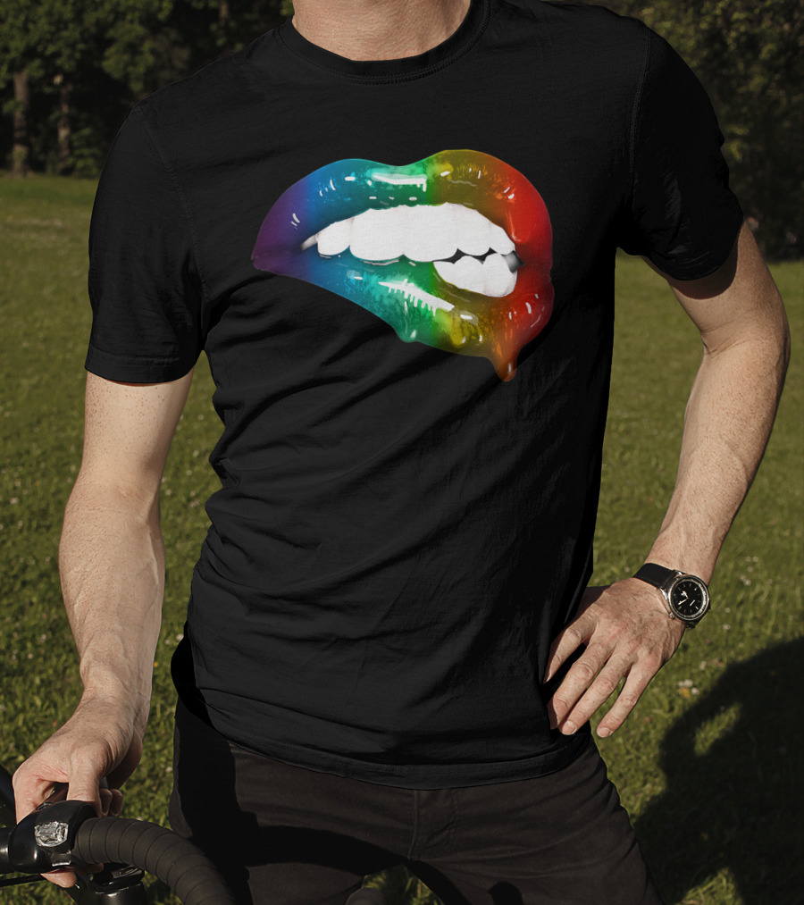 Rainbow Lips Cute Artful Makeup Addicts Lipstick Fashion Trends T-Shirt