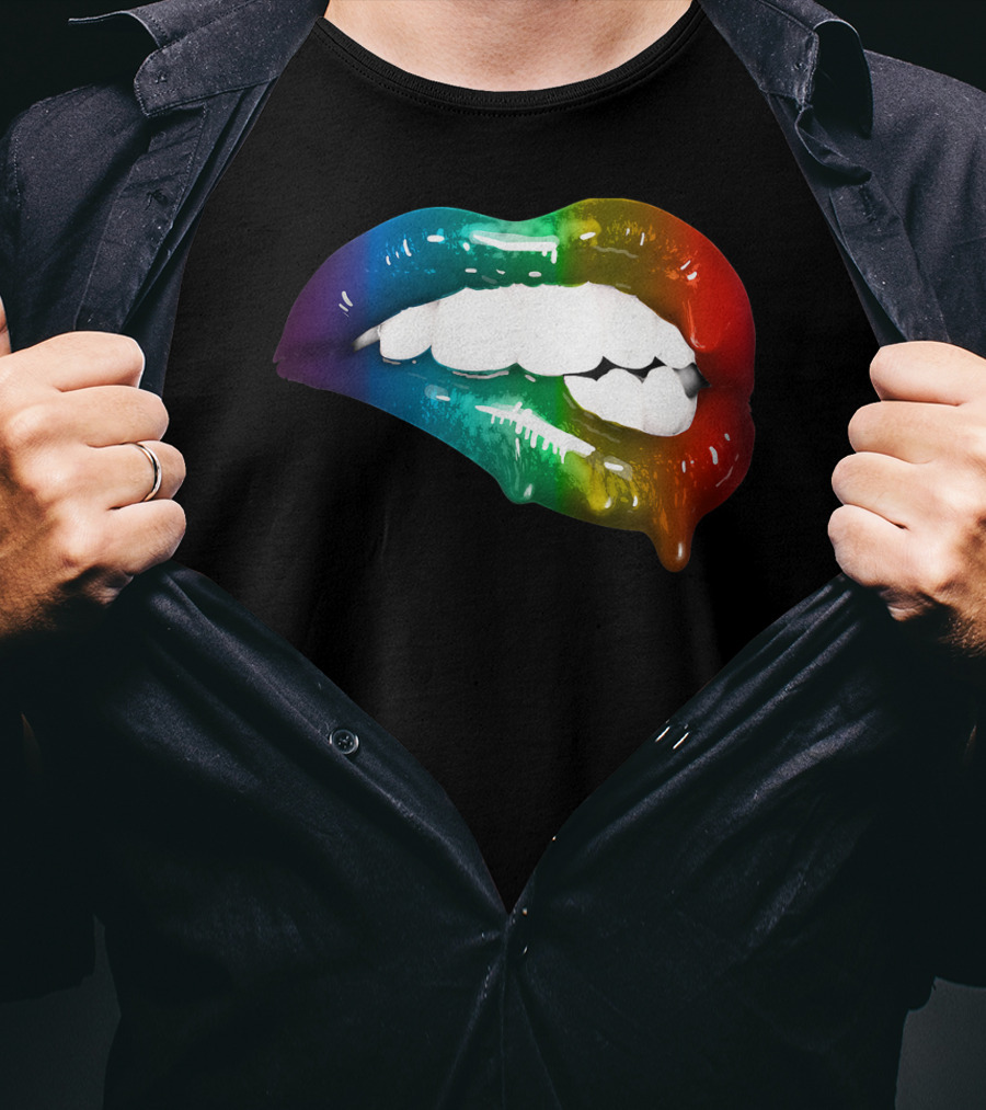 Rainbow Lips Cute Artful Makeup Addicts Lipstick Fashion Trends T-Shirt