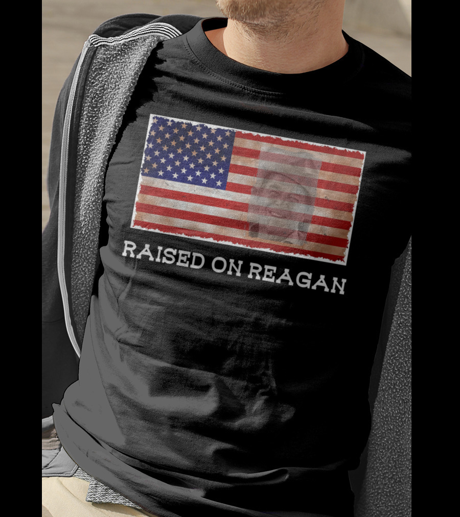 Raised On Reagan American Flag T-Shirt