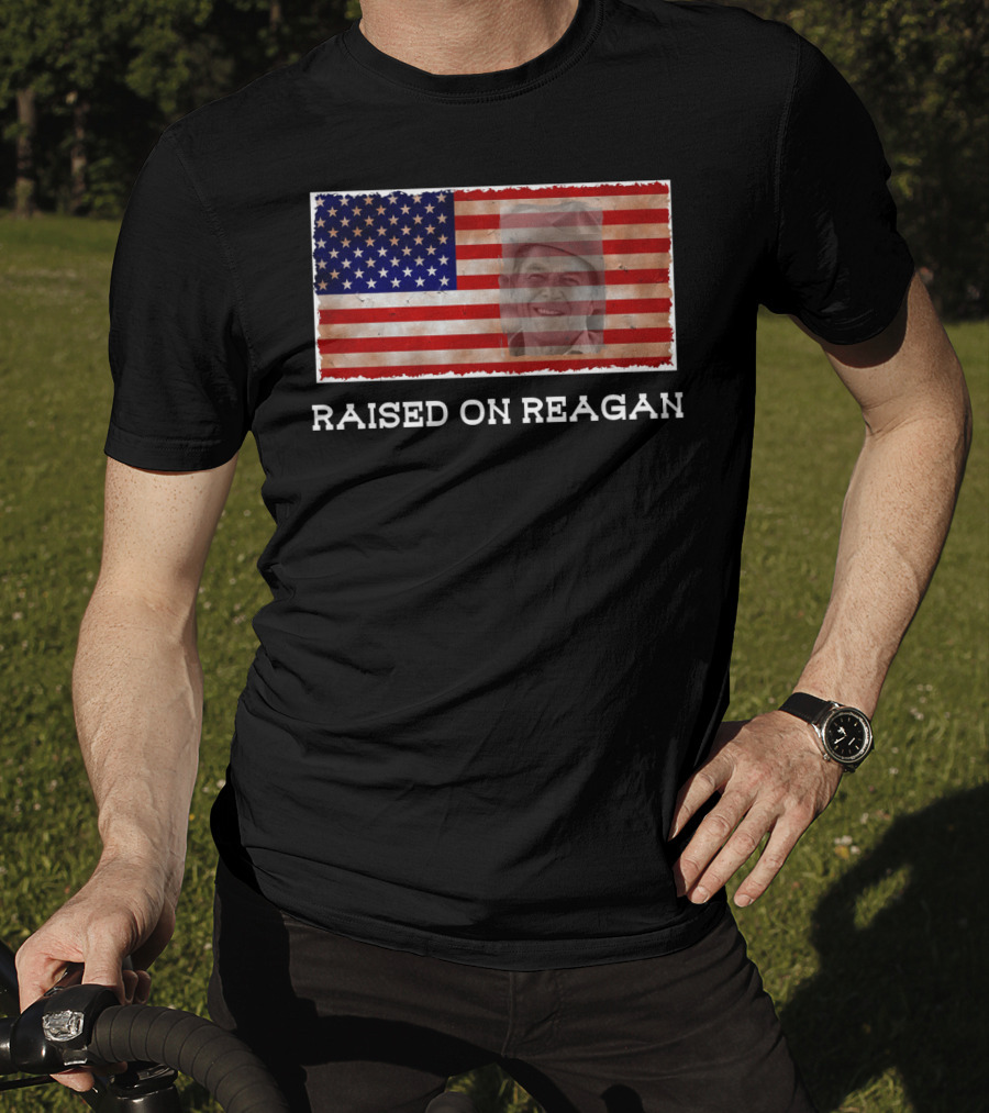 Raised On Reagan American Flag T-Shirt