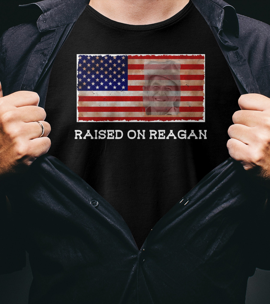 Raised On Reagan American Flag T-Shirt