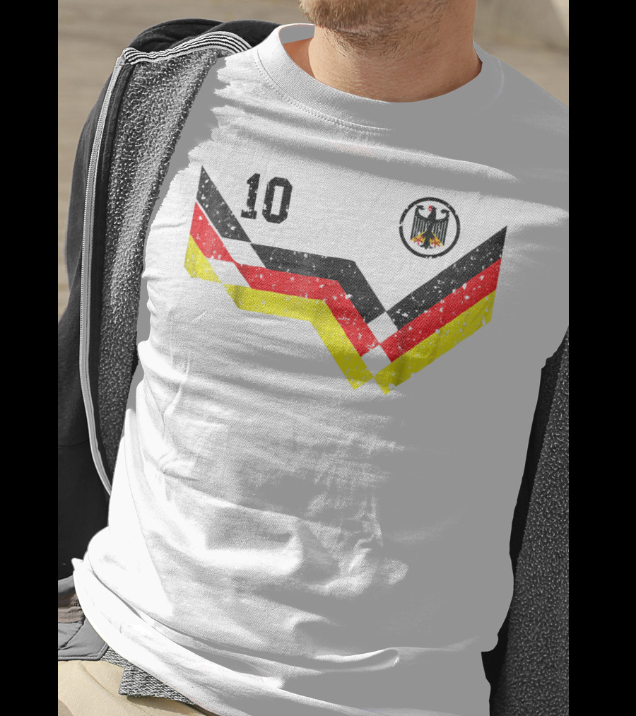 Deutschland Retro Soccer Jersey Number 10 With German Eagle Emblem T-Shirt