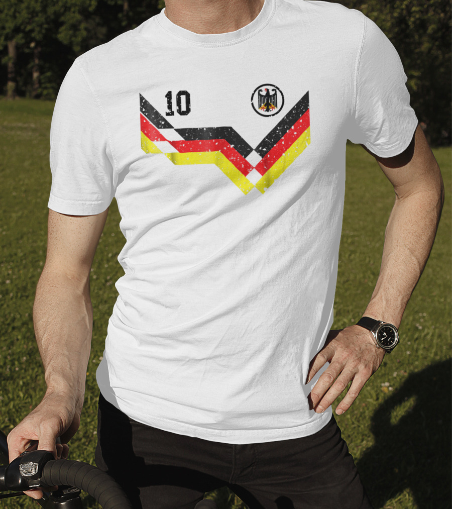 Deutschland Retro Soccer Jersey Number 10 With German Eagle Emblem T-Shirt
