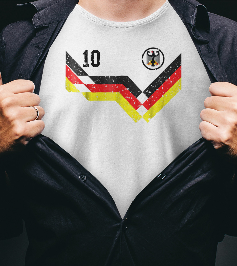 Deutschland Retro Soccer Jersey Number 10 With German Eagle Emblem T-Shirt