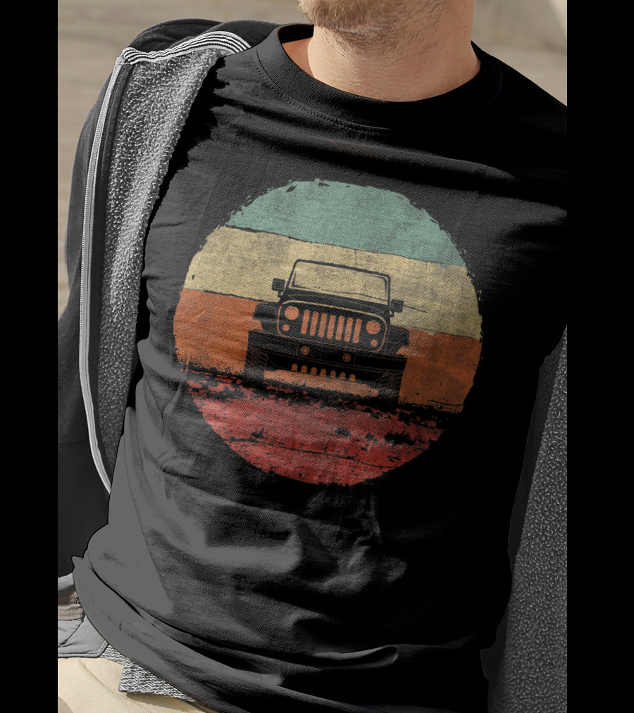 Retro Vintage Jeeps Off Road Adventure Classic Stripes Iconic 4x4 Vehicle T-Shirt