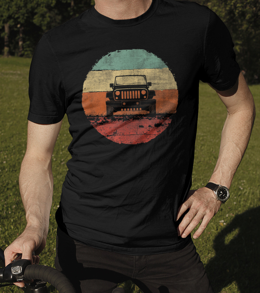 Retro Vintage Jeeps Off Road Adventure Classic Stripes Iconic 4x4 Vehicle T-Shirt