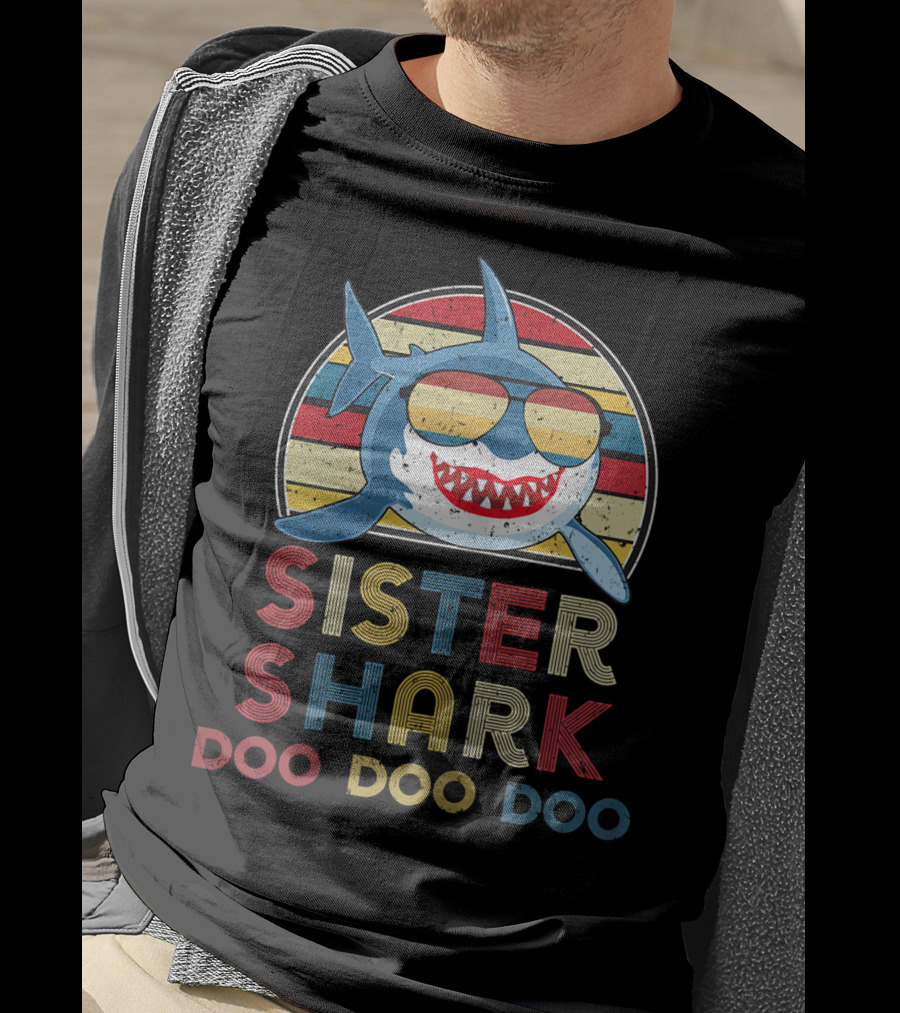 Sister Shark Doo Doo Doo Retro Vintage T-Shirt