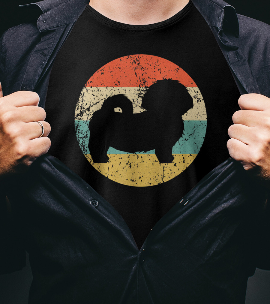 Vintage Shih Tzu Dog Silhouette Retro Stripes T-Shirt