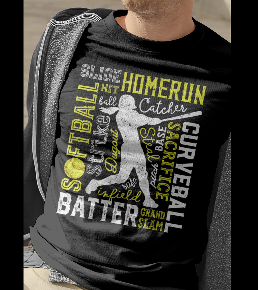 Softball Batter Pitch Homerun Curveball Slide Catcher Strike Grand Slam T-Shirt