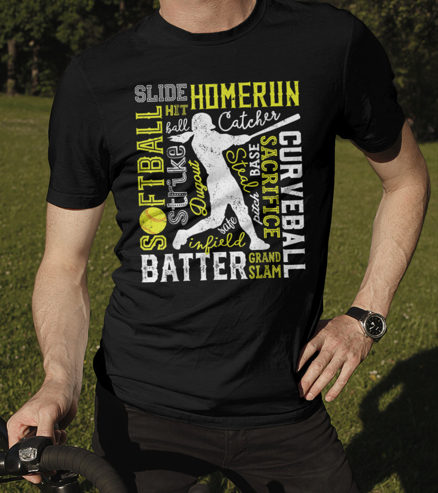 Softball Batter Pitch Homerun Curveball Slide Catcher Strike Grand Slam T-Shirt