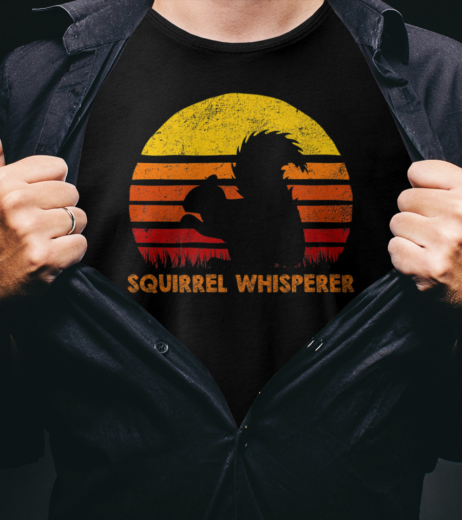 Squirrel Whisperer Sunset Retro T-Shirt