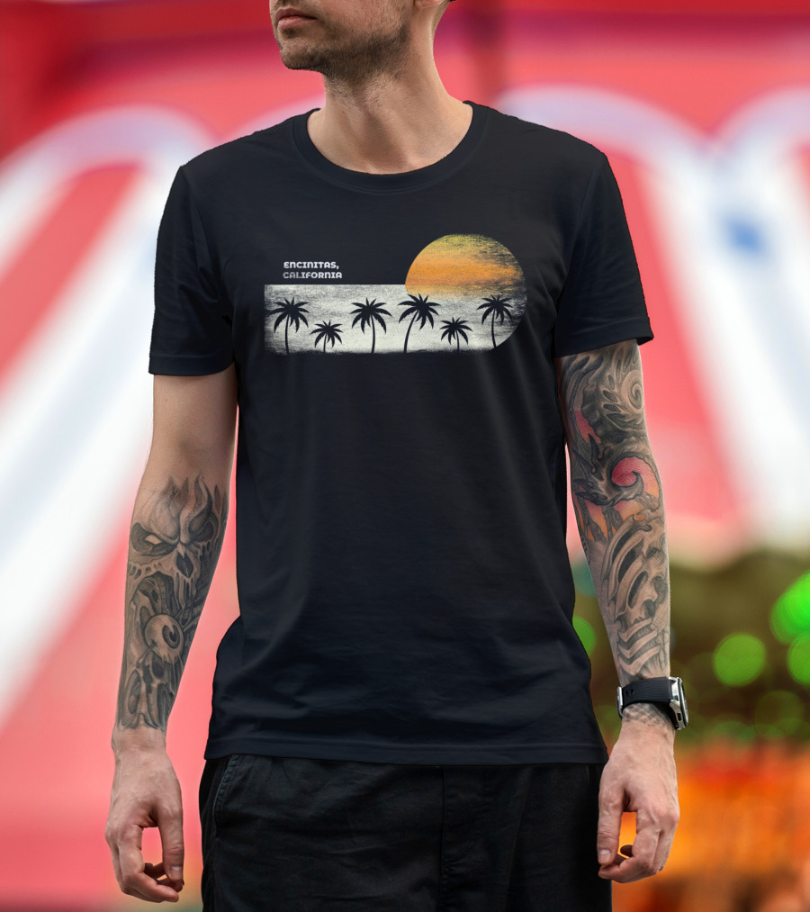Encinitas California Ocean Sunset with Palm Trees T-Shirt