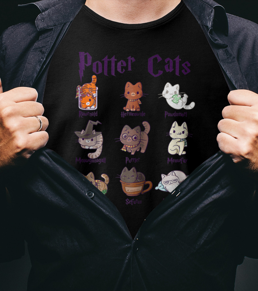 Potter Cats Resnwold Hermiawnie Puurfin Purrdamentor Minervagcatl Severine Dumblepurr Kitten T-Shirt