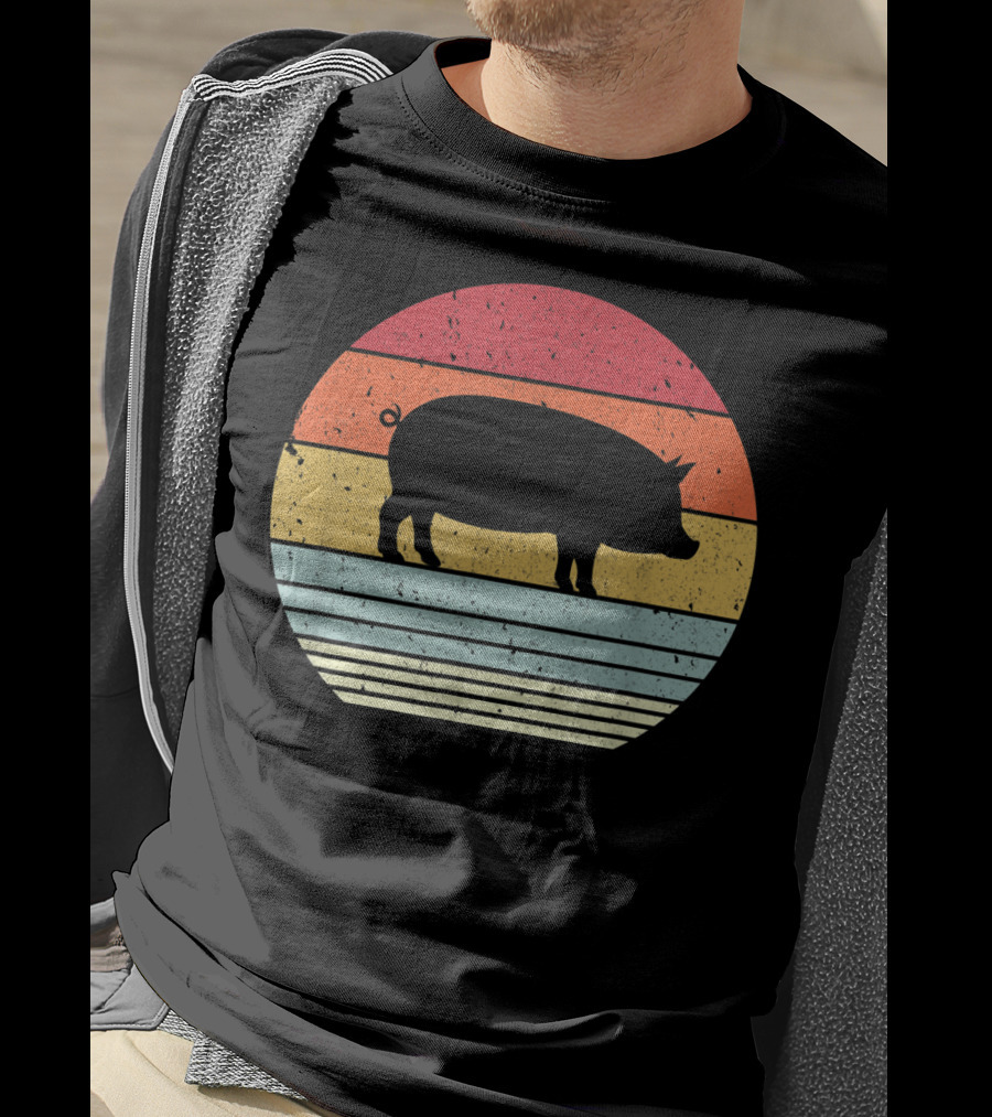 Vintage Retro Pig Style Sunset T-Shirt