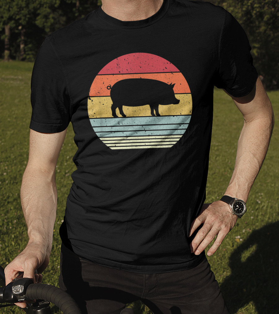 Vintage Retro Pig Style Sunset T-Shirt