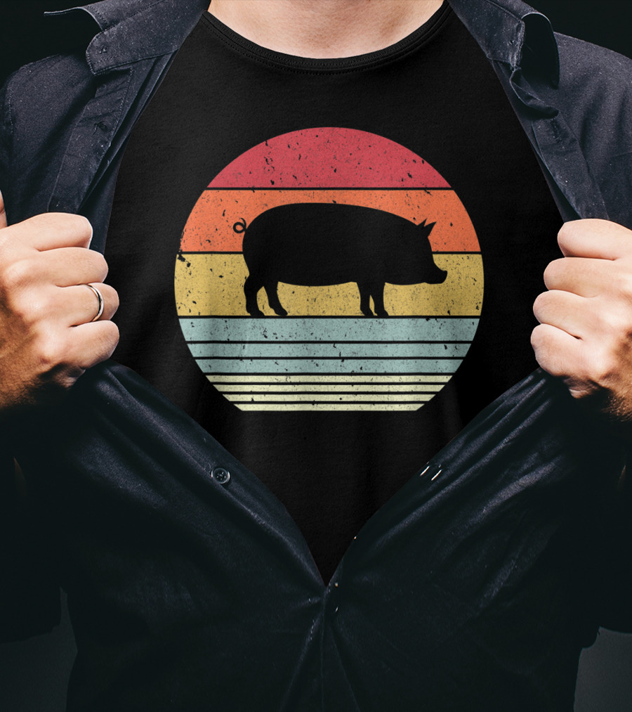 Vintage Retro Pig Style Sunset T-Shirt