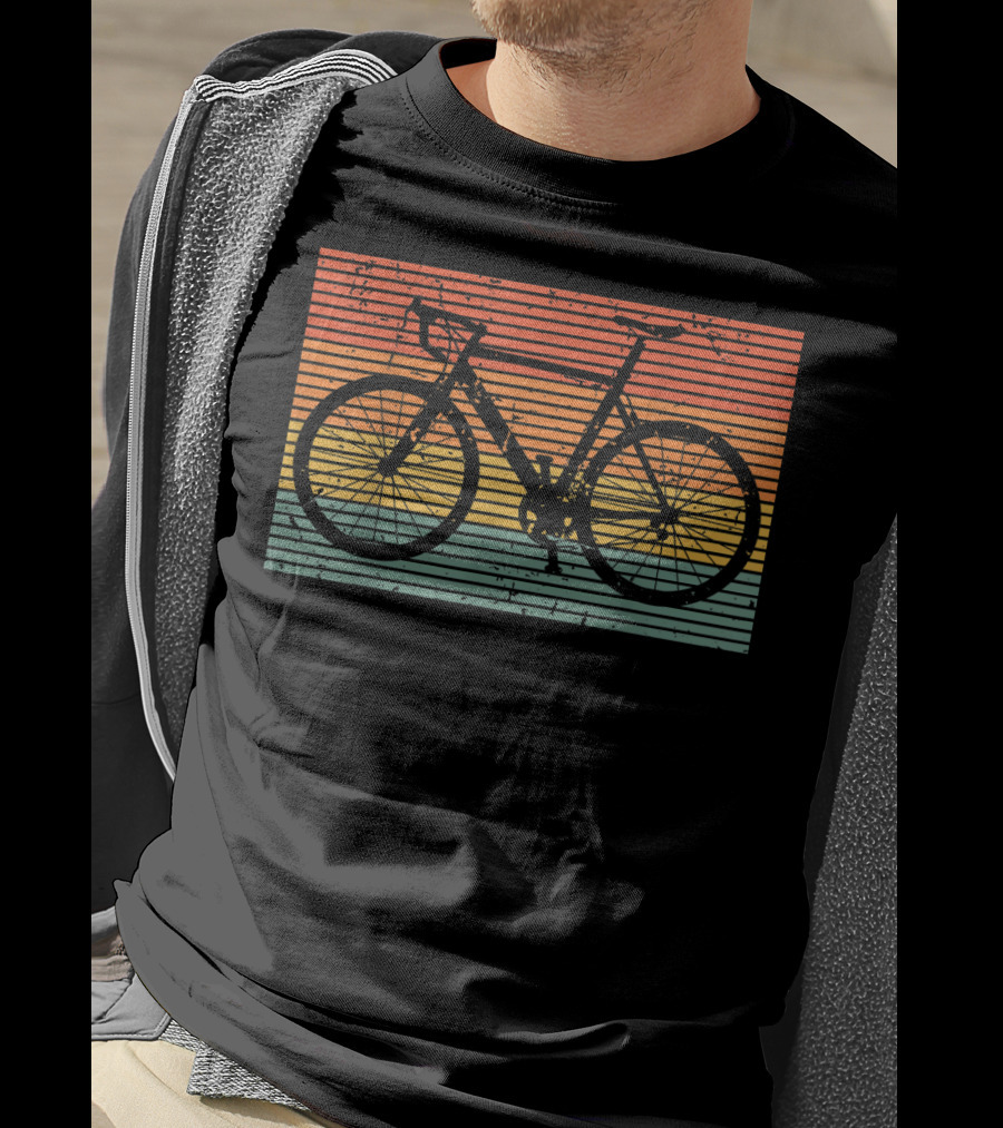 Racing Bicycle Road Bike Racer Uniqu Vintage Sunset Stripe T-Shirt